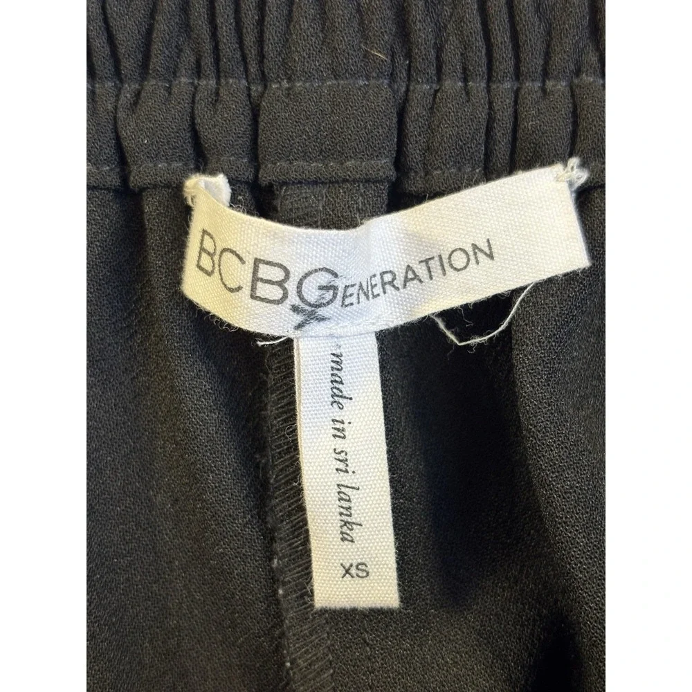 BCBG Generation Women's XS Sexy Black Paper Bag Cropped Pants Capsule Staple